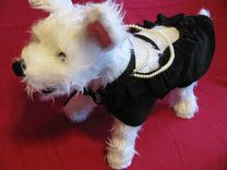 "Little Black Dress" Suede Dog Clothes With Pearls. 3 small