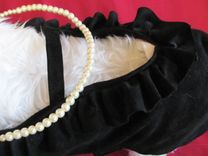 "Little Black Dress" Suede Dog Clothes With Pearls. 4 small