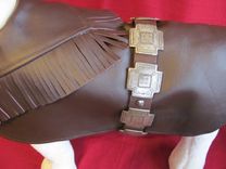 Western Distressed Silver Crosses Leather Dog Coat 2 small