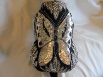 Silver Sequined Butterfly Dog Clothes 2 small