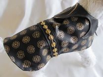 Metallic Spiral And Circles Black Leather Dog Coat 3 small