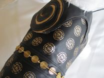 Metallic Spiral And Circles Black Leather Dog Coat 5 small