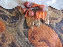 Metallic Printed Muticolor Leather Dog Coat With Vintage Brooch. 5 small
