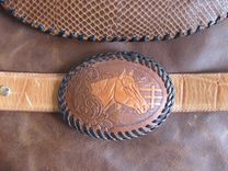Western Tooled Leather Horse Head Buckle Dog Coat 1 small