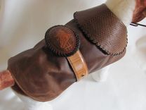 Western Tooled Leather Horse Head Buckle Dog Coat 6 small