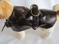 Retro 70s Hippie Style Belted Leather Dog Coat 1 small