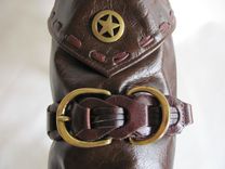 Retro 70s Hippie Style Belted Leather Dog Coat 2 small