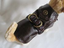 Retro 70s Hippie Style Belted Leather Dog Coat 4 small