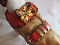 Antique Butterfly Trimmed Metallic Leather Dog Coat 1 small