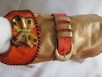 Antique Butterfly Trimmed Metallic Leather Dog Coat 2 small