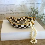 Black And White Check Decor Black Checked Songbird Jewelry Dish 3 small