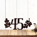 Metal House Number Sign with Autumn Oak Leaves 1 small