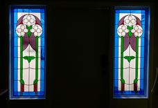 Stained Glass Sidelight Windows - Mount Tabor Dogwoods 3 small