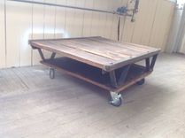 Reclaimed Wood Coffee Table On Casters 2 small