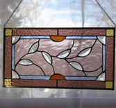 Deco Leaves Rose Glass Window Panel 1 small