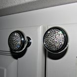 Set Of 2 Crystallized Round Cabinet Knobs Genuine European Crystals Bedazzled Pair 3 small