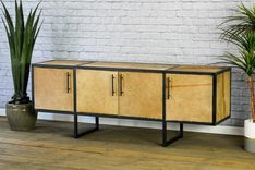 Leather Sideboard, Cowhide Media Console, Rawhide Credenza, Rustic Buffet 1 small