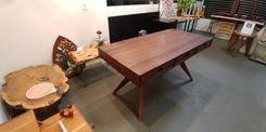 Mid-Century Modern Solid Walnut Three-Drawer Desk 5 small