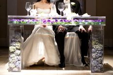 Acrylic Bridal / Sweetheart Table.  Clear Acrylic, Modualr Top Makes For Great Decorating 5 small