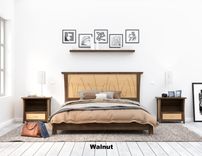 Platform Bed Walnut Queen Size, King, Low Bed Frame, Solid Wood, Headboard, "Prairie Platform" 9 small