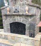 Arch Top Hinged Fireplace Screen With Mesh 1 small