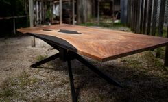 Walnut And Black Epoxy Single Slab Dining / Conference Table 3 small