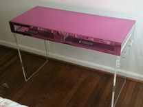 The Lucite Desk; 2 Drawer - Vanity ; Clear, Mirrored, White, Many Colors Options Available 3 small