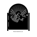 Decorative Sunrise Steel Gate - Metal Art - Sunrise Mountain - Scenic Steel Art - Garden Gate 4 small