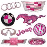 Pink Crystal Car Emblems! Bedazzled Any Make Model Year Bling Badges European 1 small