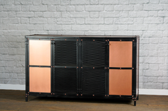 Industrial Copper Credenza, Modern Copper Buffet, Copper Liquor Cabinet, Industrial Media Console, 4 small