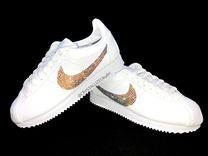 Nike Crystallized Classic Cortez Women's Sneakers Bling Genuine European Crystals Bedazzled White 3 small