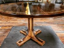 Solid Walnut Round Pedestal Table With With Bent Walnut Accents And Sold Oak Pedestal Base 1 small