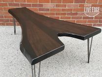 Walnut Coffee Table- Live Edge- Long Coffee Table- Java- Black- Steel- Industrial- Dark Wood 1 small