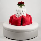 White 60" Diameter Faux Leather Circle Round Settee Sofa 1 small