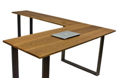 Solid Wood L Desk, Oak Corner Desk, L Desk With Metal Legs, Elbow Desk, Custom Office Desk 1 small