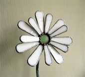 Gerbera Daisy In Snowy White  Stained Glass 3 small