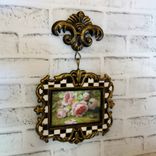 Courtly Picture Frame Black And White Checks With Pink Rose Decor Checked Frame 5 small