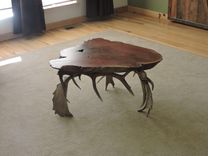 Live Edge Old Growth Burled Redwood End Tables. 1 small