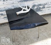Live Edge Coffee Table- Black- Satin- Steel Legs- Industrial- Modern- Natural Wood- Contemporary 3 small