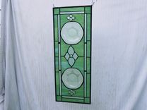Recycled Depression Glass Stained Glass Window Panel W/Royal Lace Plates 6 small