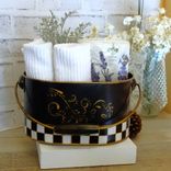 Vintage Check Towel Caddy Holder Nwt Black And White Check Vanity Organizer 2 small