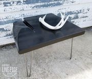 Live Edge Coffee Table- Black- Satin- Steel Legs- Industrial- Modern- Natural Wood- Contemporary 5 small
