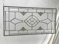 Beveled Stained Glass Panel, Traditional Clear Textured Transom 5 small