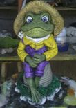 Fishing Frog 18" Tall Concrete Yard Art 1 small