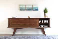 Modern Sideboard Buffet In Solid Walnut Wood "Montecito" 1 small