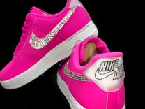 Nike Crystallized Air Force 1 Women's Sneakers Bling Genuine European Crystals Bedazzled Pink 2 small