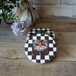 Alice In Wonderland Decor Coaster Set White Rabbit Harlequin Checked Coasters 4 small