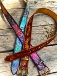 Hand tooled leather belts 2 small