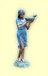 Bronze Garden Fountain, Girl Holding A Bowl With 2 Birds 4 small