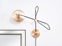 Matte Black and Brass Industrial Scissor Wall Lamp - Pharmacy Articulating Modern Boom Light - Drafting Task Lamp - Old School Flat Shade 1 small